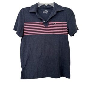 Vineyard Vines Edgartown Polo T-shirt Striped Blue Pink Boys M 12-14
